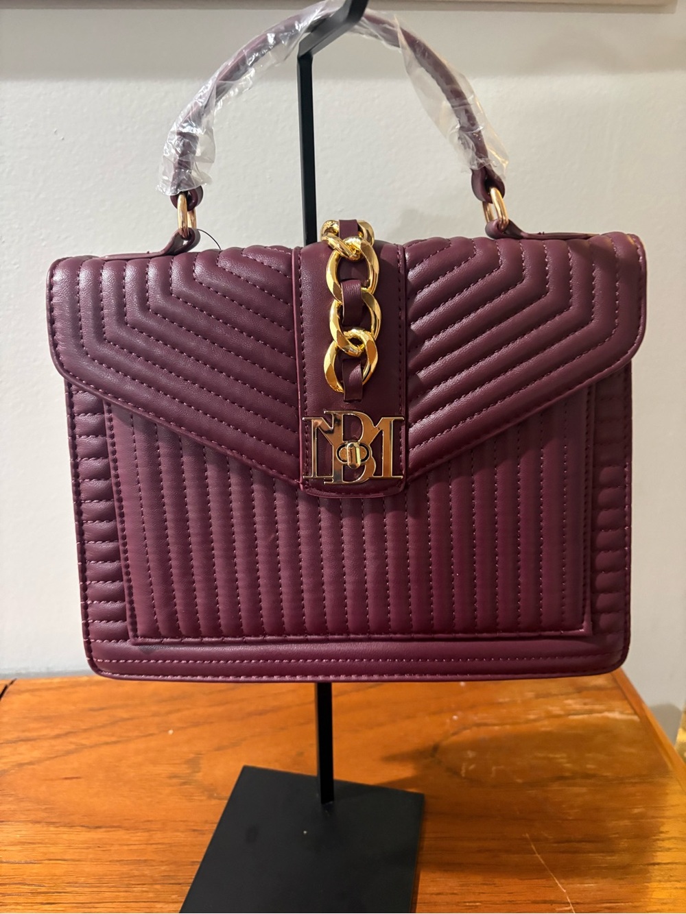 Badgley Mischka Quilted Top-Handle Women's Bag in Deep Plum